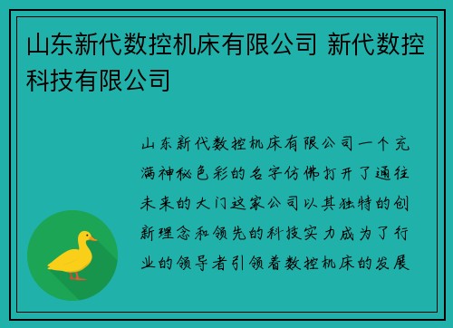 山东新代数控机床有限公司 新代数控科技有限公司